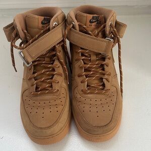 Nike Air Force 1 High Top Tan Sneakers